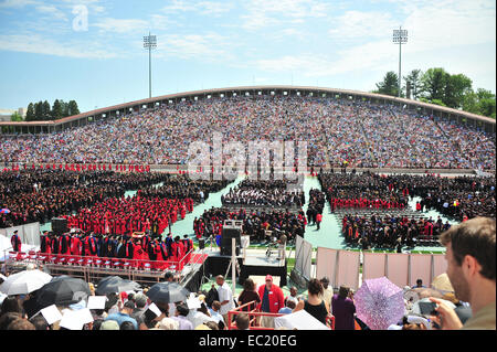 Graduation ceremony Cornell University Commencement, Baseball Stadium Schoellkopf Field, Ithaca, New York, United States Stock Photo