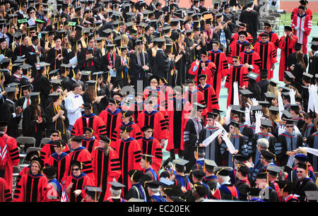 Graduation ceremony Cornell University Commencement, Baseball Stadium Schoellkopf Field, Ithaca, New York, United States Stock Photo