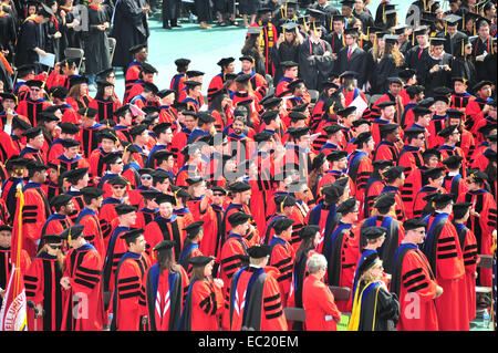 Graduation ceremony Cornell University Commencement, Baseball Stadium Schoellkopf Field, Ithaca, New York, United States Stock Photo