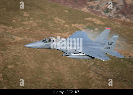McDonnell Douglas F-15 Eagle fighter jet low level training Stock Photo