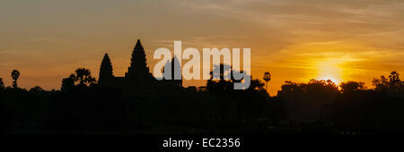 Angkor Wat at Sunrise Panorama, Siem Reap, Cambodia Stock Photo