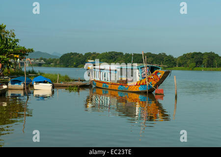 Tourist Houseboat on Perfume River, Hue, Vietnam Stock Photo