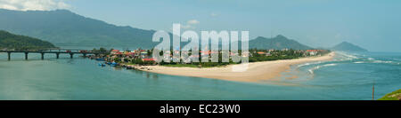 Panoramic View of Lang Co from Hai Van Pass, Vietnam Stock Photo