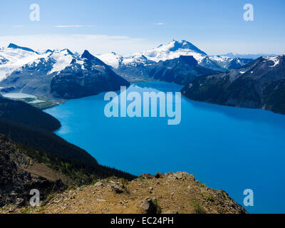 View on Garibaldi Lake from Panorama Ridge, Garibaldi Provincial Park, British Columbia, Canada. Stock Photo