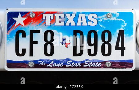 Texas license plate; vehicle registration number. Texas number plate