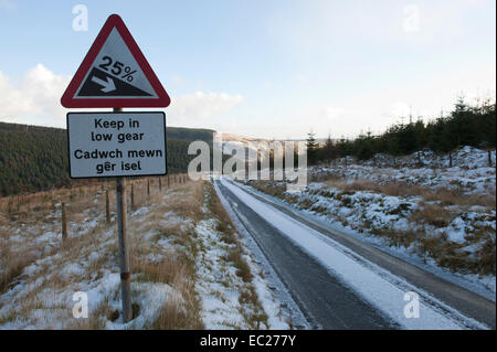Cambrian Mountains, Powys, UK. 8th December, 2014. Light snowfall on highland in Mid-Wales. Credit:  Graham M. Lawrence/Alamy Live News. Stock Photo