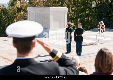 Arlington Cemetery, Grave of the Unknown , Changing of the Guard Ceremony in October 2014 Stock Photo