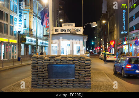 Former bordercross checkpoint 'Point Charlie' in Berlin. Stock Photo