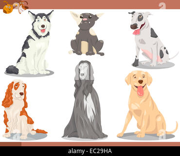 Cartoon Illustration of Funny Purebred Dogs Pets Set Stock Photo