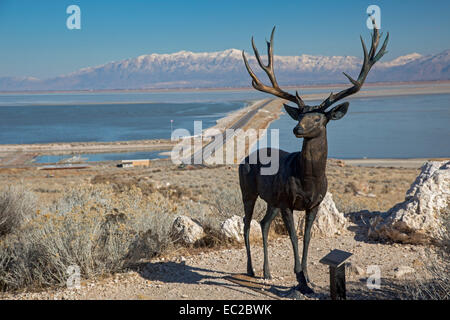 Antelope Island, an island state park in Utah's Great Salt Lake. Stock Photo
