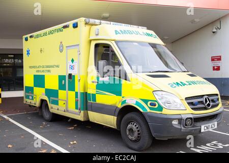 Ambulance Parked outside Hospital Stock Photo