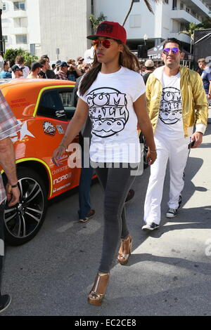Celebrities gather at the Gumball 3000 rally starting grid before the