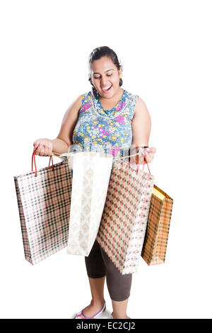 indian Obese Lady Abundance shopping Stock Photo