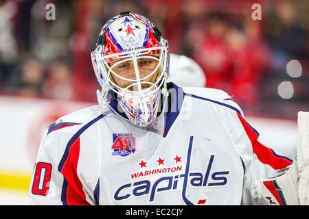 Raleigh, North Carolina, USA. 4th Dec, 2014. Washington Capitals goalie Braden Holtby (70) during the NHL game between the Washington Capitals and the Carolina Hurricanes at the PNC Arena. The Washington Capitals defeated the Carolina Hurricanes 2-1. © Andy Martin Jr./ZUMA Wire/Alamy Live News Stock Photo