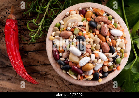 Vegetables in a basket, ready for a soup. set of flavors for seasoning Stock Photo