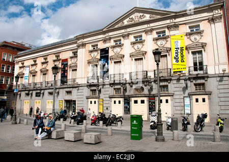 Theatre Plaza de Santa Ana Madrid Spain cafe pub bar town Stock Photo