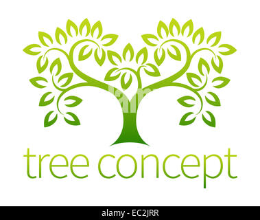 Tree symbol concept of a stylised tree with leaves, lends itself to being used with text Stock Photo