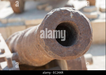 Barrel of an old abandoned napoleonic canon at an abandoned roman fort in El Quseir Egypt Stock Photo