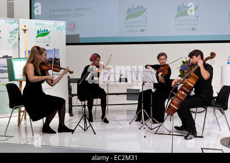 Copenhagen, Denmark. 8th December, 2014. Chamber orchestra playing during the European Green Capital 2014 handover over ceremony in Copenhagen Credit:  OJPHOTOS/Alamy Live News Stock Photo