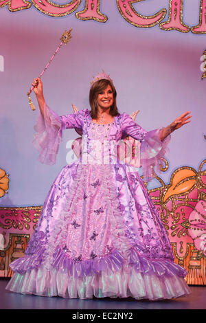Photocall with Dallas-actress Linda Gray who makes her pantomime debut playing the Fairy Godmother in Cinderella at the New Wimbledon Theatre from 5 December 2014 to 11 January 2015. The cast included Tim Vine, Matthew Kelly and Wayne Sleep. Stock Photo