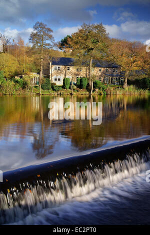 UK,Derbyshire,Peak District,Bamford Weir on The River Derwent Stock Photo