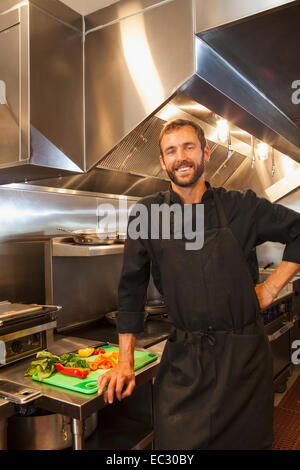 chef Luca Crestanelli work in the kitchen, S.Y. Kitchen, Santa Ynez, Santa Ynez Valley, California, United States of America Stock Photo