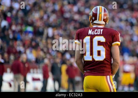 DEC 07, 2014 : Washington Redskins quarterback Colt McCoy (16) listens for the play to be called in between plays during the matchup between the St. Louis Rams and the Washington Redskins at FedEx Field in Landover, MD. Stock Photo