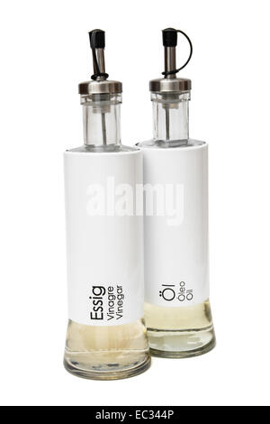 Vinegar and oil bottles isolated on a white background. Stock Photo