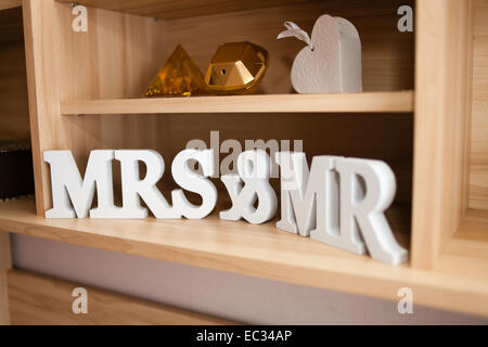 Sign for wedding 'MRS' & 'MR' Stock Photo