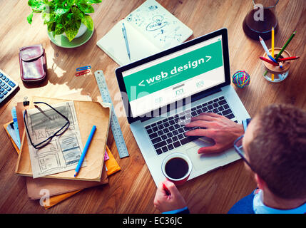 Designer Working on the Laptop Stock Photo