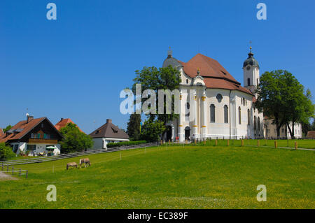 Wieskirche, Wies church, UNESCO World Heritage Site, Wies, near Steingaden, Romantische Strasse, Romantic Road, Upper Bavaria Stock Photo