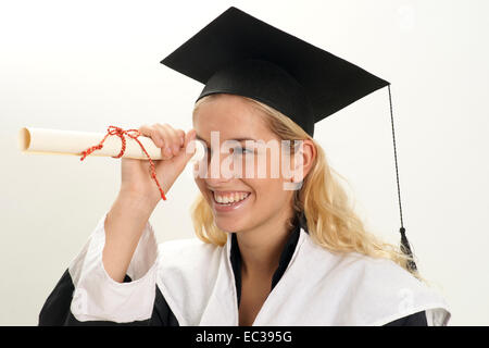 a woman passed her master Stock Photo