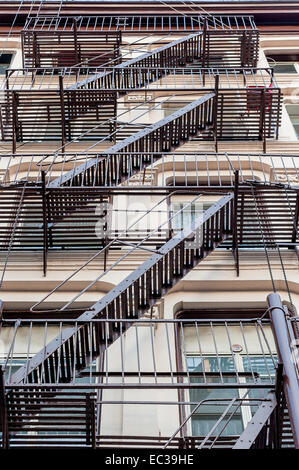 The fire escape on the outside of an American apartment building Stock Photo