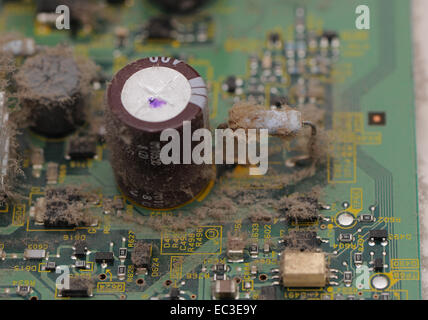Dust accumulation inside electronic equipment Stock Photo