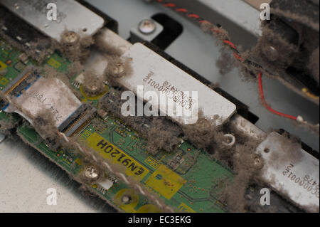 Dust accumulation inside electronic equipment Stock Photo