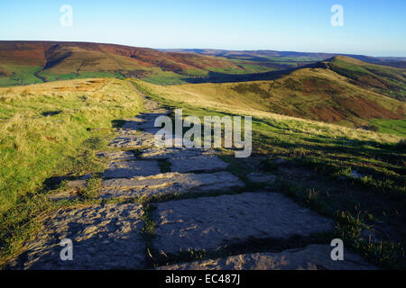 The Great Ridge of Edale which includes Mam Tor, Hollins Cross, Back Tor and Lose Hill.The Great Ridge is a huge ridge which sep Stock Photo