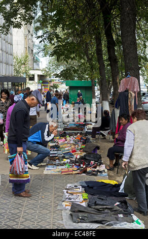 Flea market in the streets of Almaty, Kazakhstan Stock Photo