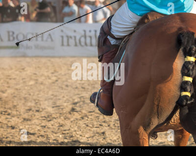 ALGECIRAS SPAIN -JULY 18 2014 First international beach polo tournament in Algeciras.Close up of the legs with boots and Stock Photo