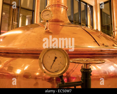 Temperature Gauge. Old style of brewing beer. Stock Photo