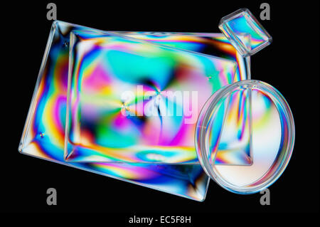 Translucent objects in polarized light Stock Photo