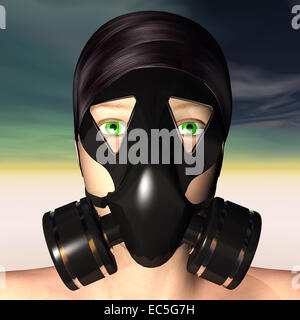 Digital visualization of radioactivity face mask Stock Photo