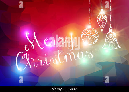Merry Christmas holidays lights and baubles card on geometric background. EPS10 illustration with transparency organized in laye Stock Photo