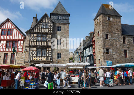 Market day, Treguier, Côte d’Armor, Brittany, France Stock Photo