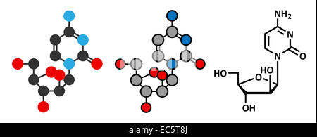 Cytarabine (cytosine arabinoside, Ara-C) chemotherapy drug molecule ...