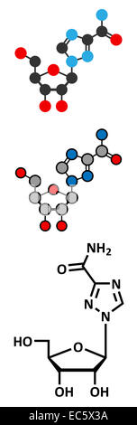 Ribavirin antiviral drug molecule. Used in treatment of hepatitis C virus infections and of viral hemorrhagic fevers. Convention Stock Photo