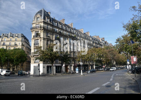 Streets and houses of Place Denfert-Rochereau 14th arrondissement in Paris Stock Photo