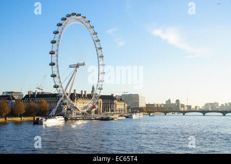 London Eye and river Thames in London England United Kingdom UK Stock Photo