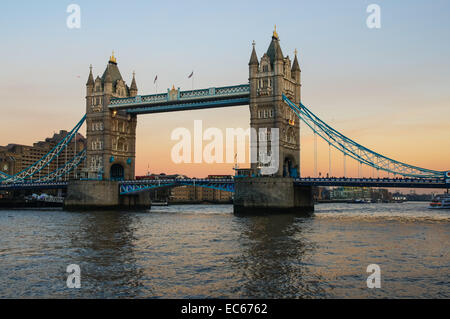 Tower Bridge at sunset, London England United Kingdom UK Stock Photo