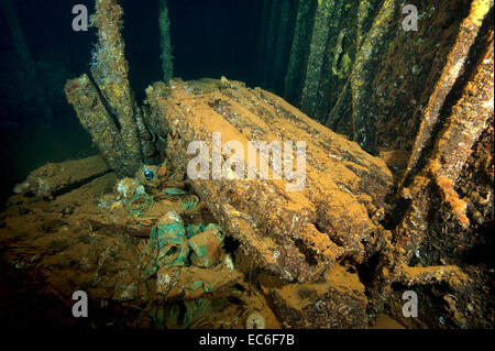 Bombs inside the holds of the shipwreck Umbria sunk on Wingate reef in the Red Sea off Sudan coast