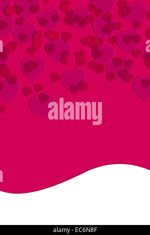 A pink and romantic Valentine's Day background and greeting card. A beautiful colored Illustration with white copy space and he Stock Photo